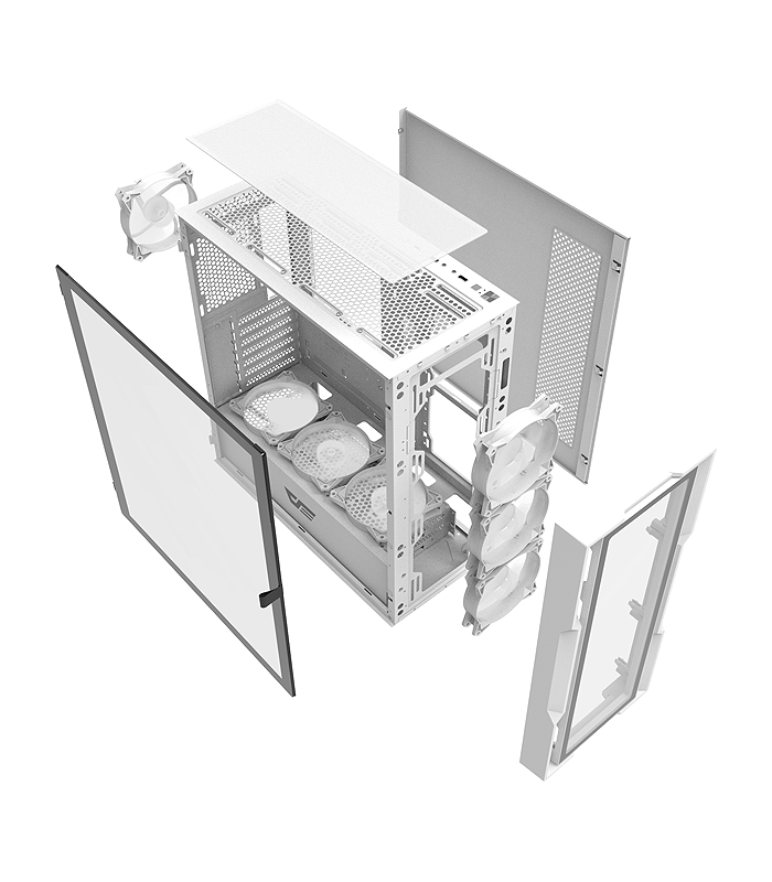 کیس کامپیوتر دارک فلش مدل DK431 Glass E-ATX WH