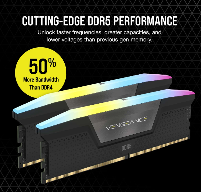 رم کورسیر مدل CORSAIR VENGEANCE 32GB(16GBx2) 7000Mhz RGB BLACK CL40