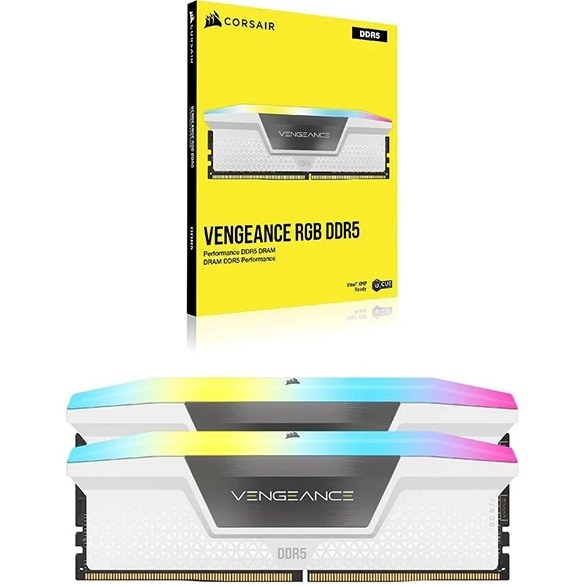 رم کورسیر مدل CORSAIR VENGEANCE RGB 64GB (DUAL) 5200MHz CL40 WHITE