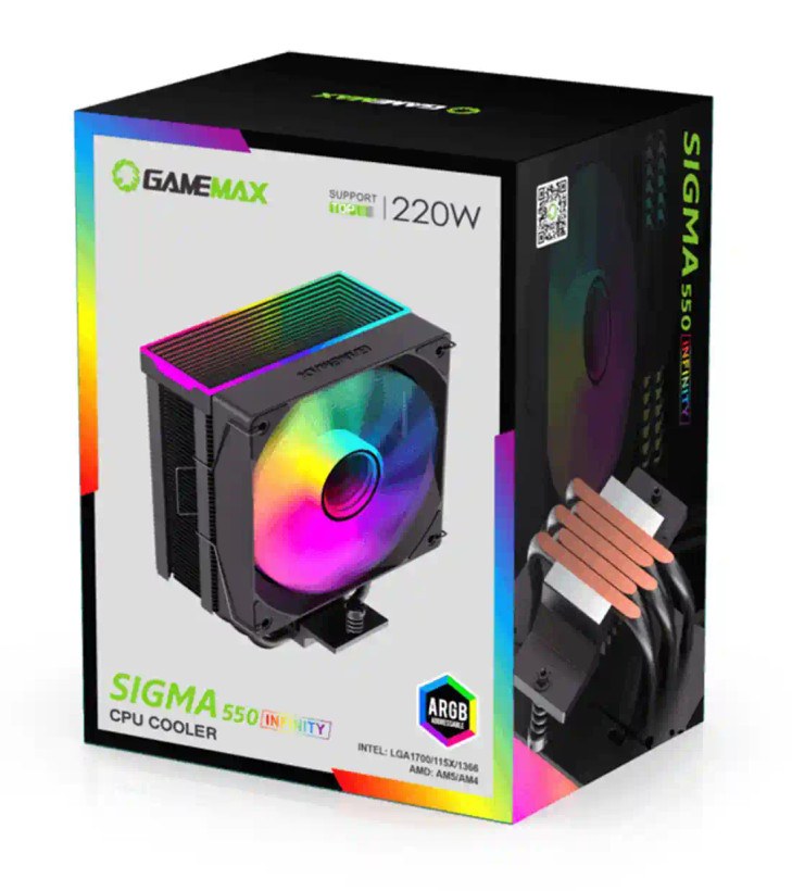 فن خنک کننده پردازنده گیم مکس مدل GameMax Sigma 550 Infinity Black