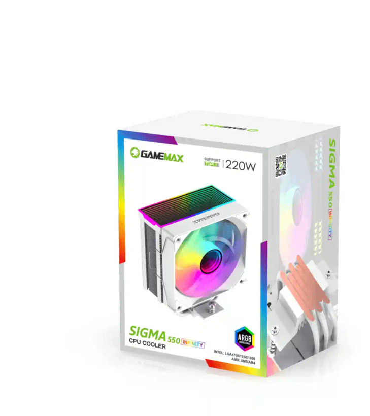 فن خنک کننده پردازنده گیم مکس مدل GameMax Sigma 550 Infinity White