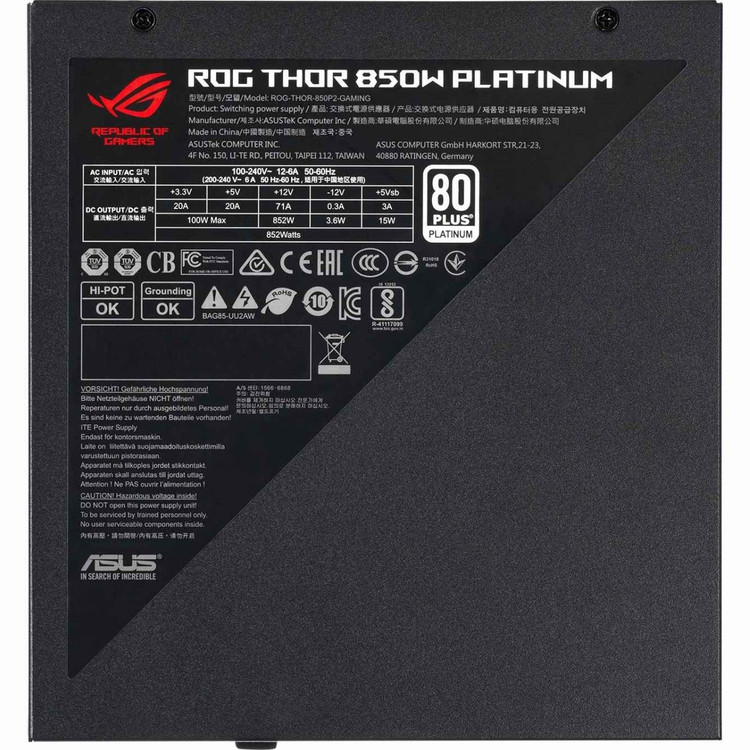 پاور ایسوس مدل ASUS ROG THOR 850W P2 PLATINUM