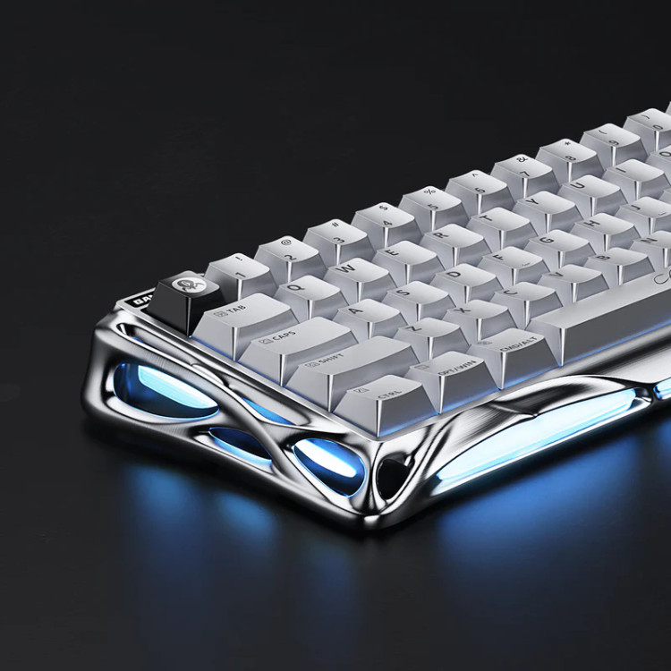 کیبورد گیمینگ گراوا استار مدل Gravastar Mercury V60 Pro - Chrome Silver