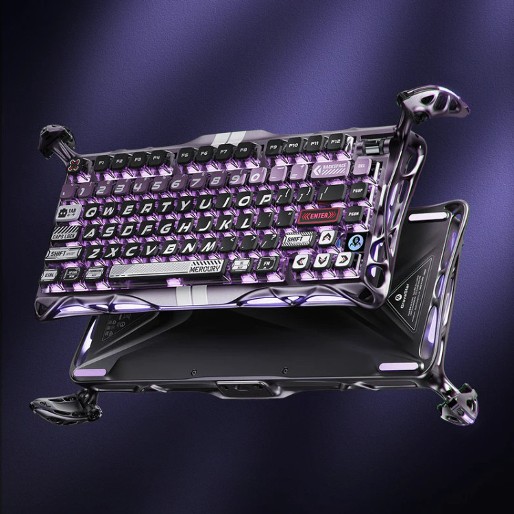 کیبورد گیمینگ گراوا استار مدل Gravastar Mercury V75 Pro - Iron Purple