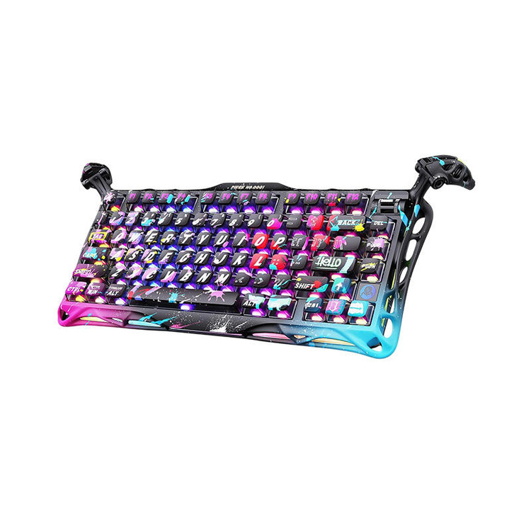 کیبورد گیمینگ گراوا استار مدل Gravastar Mercury V75 Pro - Neon Graffiti