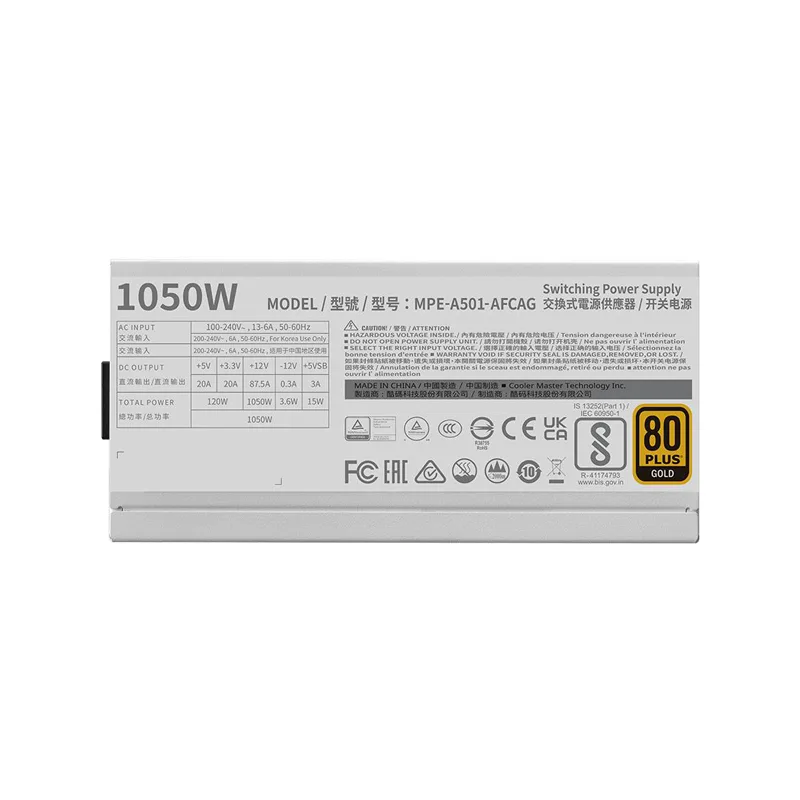 پاور کولرمستر مدل Cooler Master MWE 1050W Gold V2 White