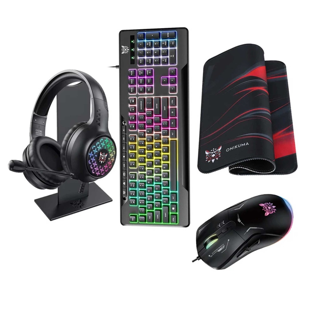 باندل موس و کیبورد و هدست و موس پد اونیکوما مدل Onikuma TZ5006 RGB Black Wired